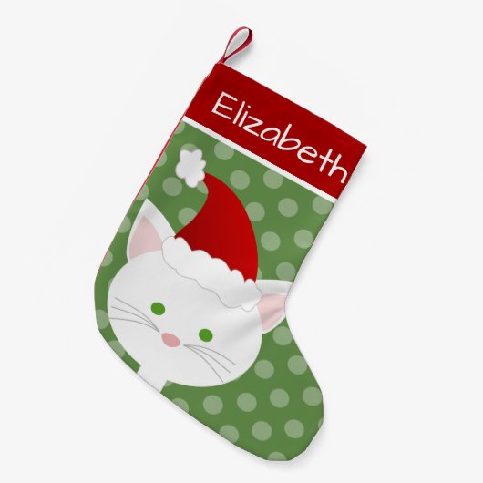 Petite Chaussette De Noël Père Noël White Kitty (Devant (Accrochage))