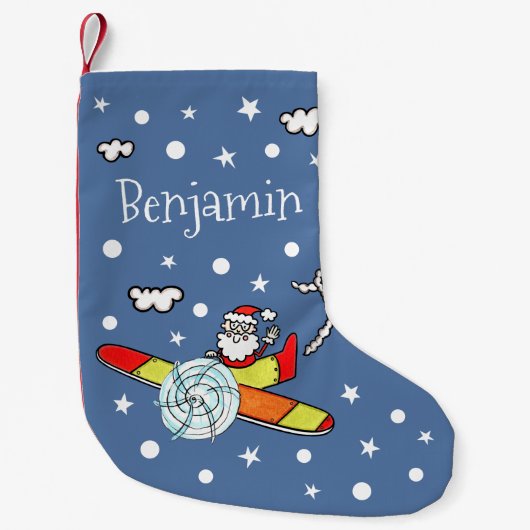 Petite Chaussette De Noël Père personnalisé Noël Père Noël Père Noël Avion (Devant)