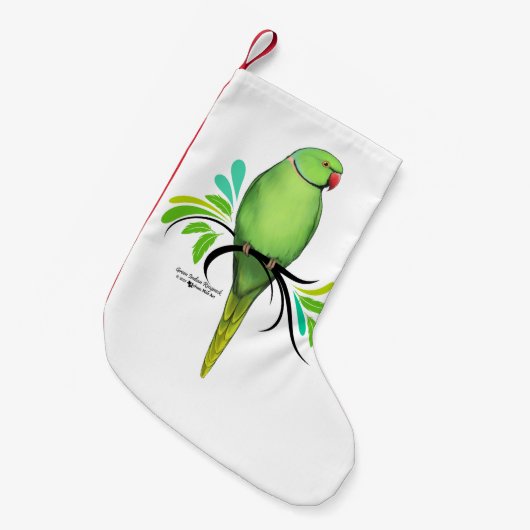 Petite Chaussette De Noël Perroquet indien vert (Devant (Accrochage))