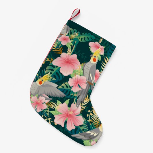 Petite Chaussette De Noël Perroquet motif mignon et sans couture sur gre (Devant (Accrochage))