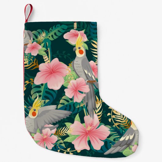 Petite Chaussette De Noël Perroquet motif mignon et sans couture sur gre (Devant)