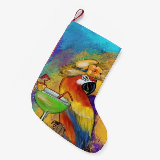 Petite Chaussette De Noël Perroquets de fête (Devant (Accrochage))