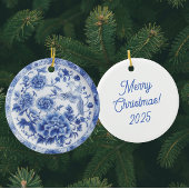 Petite Chaussette De Noël Personalized Blue White Snowflakes Red Back