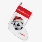 Petite Chaussette De Noël Personalized Christmas Soccer Ball with hat santa  (Devant (Accrochage))