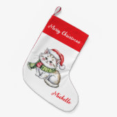 Petite Chaussette De Noël Personalized Cute Christmas Cat Holiday       (Devant (Accrochage))