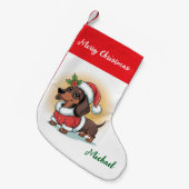 Petite Chaussette De Noël Personalized Dachshund in Santa Hat Christmas (Devant (Accrochage))