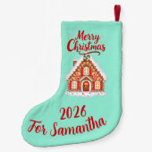 Petite Chaussette De Noël Personalized Gingerbread House Stocking 2026 (Dos)