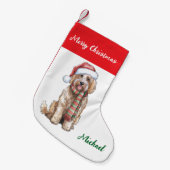Petite Chaussette De Noël Personalized Goldendoodle Dog in Santa Hat  (Devant (Accrochage))