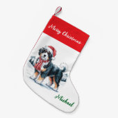 Petite Chaussette De Noël Personalized Goldendoodle Dog in Santa Hat  (Devant (Accrochage))