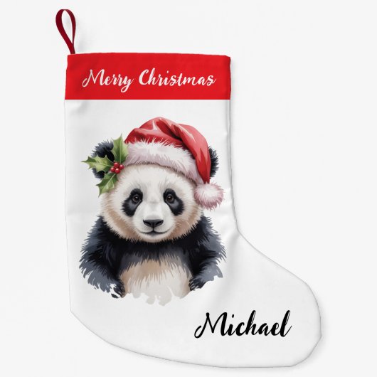 Petite Chaussette De Noël Personalized Merry Christmas Cute Panda Bear (Devant)