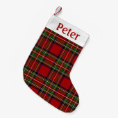 Petite Chaussette De Noël Personalized Red Tartan Christmas Stocking  (Devant (Accrochage))