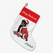 Petite Chaussette De Noël Personalized Rottweiler Dog in Santa Hat  (Devant (Accrochage))