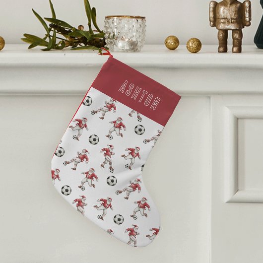 Petite Chaussette De Noël Personalized Soccer Santa