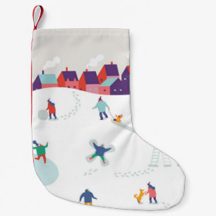 Petite Chaussette De Noël Personnages arrière - plans de saison hivernale. H