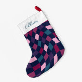 Petite Chaussette De Noël Personnalisé À damiers Motif en gras (Dos (Accrochage))
