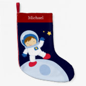 Petite Chaussette De Noël Personnalisé de l'astronaute Boy Kid (Devant)