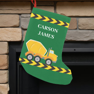 Petite Chaussette De Noël Personnalisé Garçons Cement Mixer Camion Green Enf