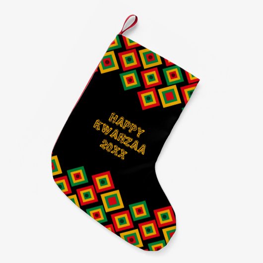 Petite Chaussette De Noël Personnalisé HAPPY KWANZAA (Devant (Accrochage))