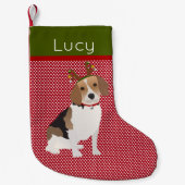 Petite Chaussette De Noël Personnalisé Jolly Beagle (Devant)