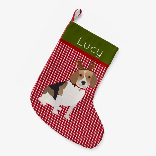 Petite Chaussette De Noël Personnalisé Jolly Beagle (Devant (Accrochage))