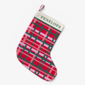 Petite Chaussette De Noël Personnalisé Moderne Plaid Noël Gras Rouge Vert (Devant (Accrochage))