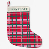 Petite Chaussette De Noël Personnalisé Moderne Plaid Noël Gras Rouge Vert (Devant)