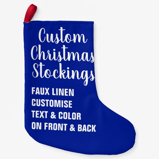 Petite Chaussette De Noël Personnalisé Noël Stocker FAUX LINEN (Devant)