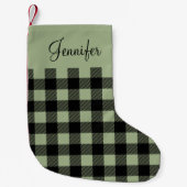 Petite Chaussette De Noël Personnalisé Rustique Sage Green Buffalo Plaid (Devant)