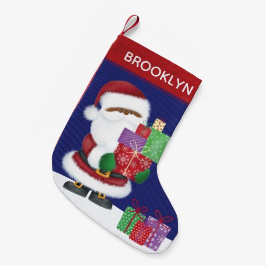 Petite Chaussette De Noël Personnaliser le Père Noël afro-américain (Devant (Accrochage))