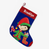 Petite Chaussette De Noël Personnaliser l'elfe asiatique (Devant (Accrochage))