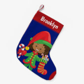 Petite Chaussette De Noël Personnaliser l'elfe de la fille multiculturelle (Devant (Accrochage))