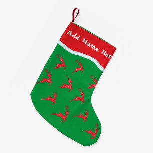 Petite Chaussette De Noël Personnaliser Reindeer Green Bas