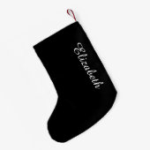 Petite Chaussette De Noël Personnaliser simple Noir couleur solide (Dos (Accrochage))