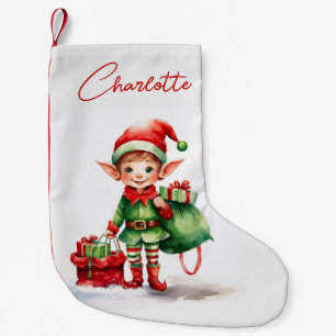 Petite Chaussette De Noël Personnalisez le elfe de Noël avec un sac de cadea
