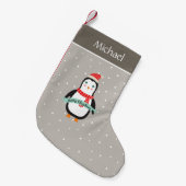 Petite Chaussette De Noël Pesonalized Cute petit pingouin de Noël (Devant (Accrochage))