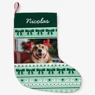 Petite Chaussette De Noël Pet Photo Noël Faux Knit Sweat avec nom