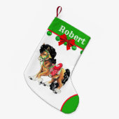 Petite Chaussette De Noël Petit Cheval Occidental Pony Avec Selle (Devant (Accrochage))