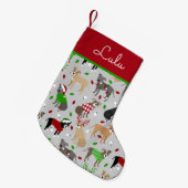Petite Chaussette De Noël Petit chien de Noël Pitbull Stocking de Noël (Devant (Accrochage))