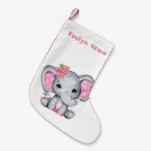Petite Chaussette De Noël Petit éléphant rose de Noël Stocker (Devant (Accrochage))