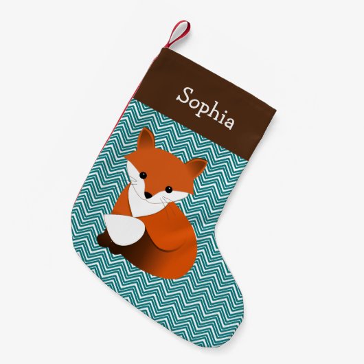 Petite Chaussette De Noël Petit Fox personnalisé (Devant (Accrochage))