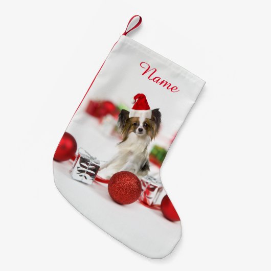 Petite Chaussette De Noël Petit Papillon Chien Noël Santa Hat (Devant (Accrochage))