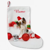 Petite Chaussette De Noël Petit Papillon Chien Noël Santa Hat (Devant)