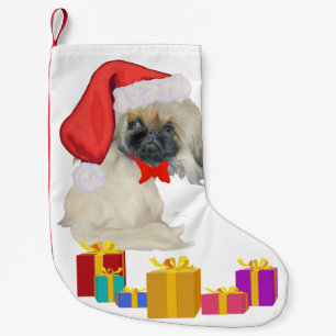 Petite Chaussette De Noël Petit Pékinois Père Noël