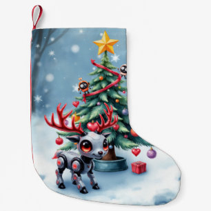 Petite Chaussette De Noël Petit renne Cyberpunk avec sapin de Noël