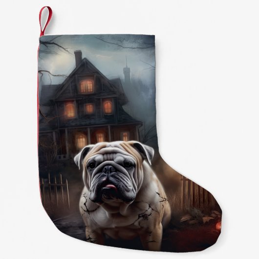 Petite Chaussette De Noël Peur d'Halloween Bulldog (Devant)
