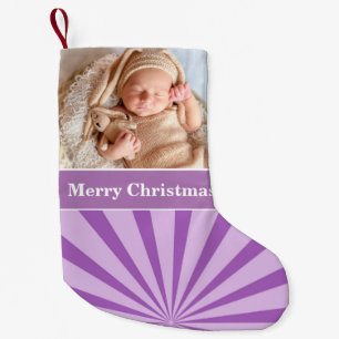 Petite Chaussette De Noël Photo bébé arrière - plan violet