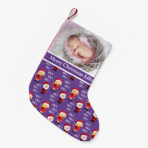 Petite Chaussette De Noël Photo de bébé de Noël personnalisée, Nom Père Noël