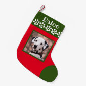 Petite Chaussette De Noël Photo de chien Vert Top Noël Stocking (Devant (Accrochage))