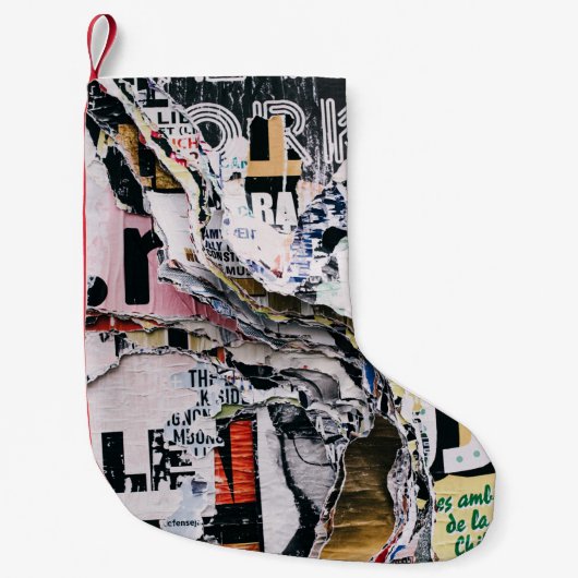 Petite Chaussette De Noël Photo de clôture de papiers déchirés (Devant)