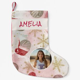Petite Chaussette De Noël Photo de nom de chapeau de Père Noël de volley-bal